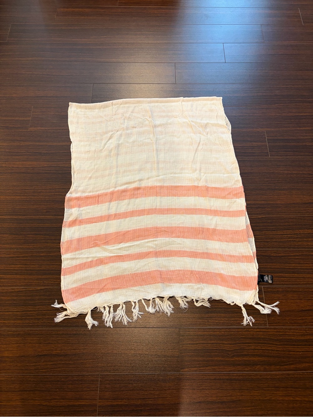 RW&CO. Cream and Coral Striped Lightweight Scarf